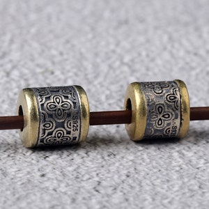 Sterling Silver Clover Tube Beads, Tribal Bead, Ethnic Bead, Indigenous Bead, Boho Bead, Bracelet Spacer, Native Bead, Floral Pattern Bead