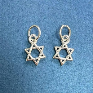 Sterling Silver Star of David Charm Pendant, Jewish Star Bracelet, Hexagram Necklace, Religious Earring, Hanukkah Jewelry, Talisman Charm