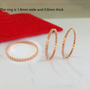 14K Rose Gold Filled Hammered Bead Band Rings, Rose Gold Filled Knuckle Ring, Closed Stackable Ring 15.7mm 16.5mm 17.3mm 18.2mm 19mm image 1