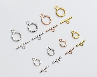 Sterling Silver Plain Round Toggle Clasps, S925 Silver Toggle Clasp, Bracelet Clasp, Necklace Clasp, Round Circle Clasp, Toggle Set