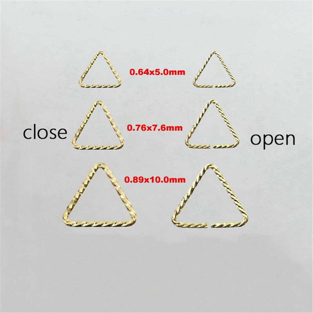 14K Gold Filled Open Triangle Jump Rings , Gold Filled Closed Triangle
