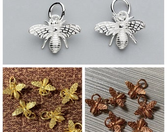 Charme d'abeille en argent sterling, breloques d'animaux en argent s925 pour la fabrication de bijoux, breloque de bracelet, breloque de boucle d'oreille bricolage