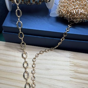 14K Gold Plated Oval Chain, Quality O Chains, Unfinished Cable Chains, Gold Tone O Shape Plain Blank Chain For Jewelry Making Necklace