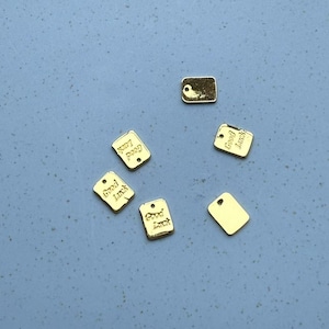 Amuleto da sorte banhado a ouro 14K, pingente de letra, pulseira de alfabeto, colar de letras, brinco de fortuna, joias de boa sorte, pingente de disco retangular 7*9 mm