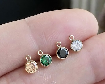 14K Gold Filled Zirkon Charm Anhänger, Geburtsstein (4 mm)