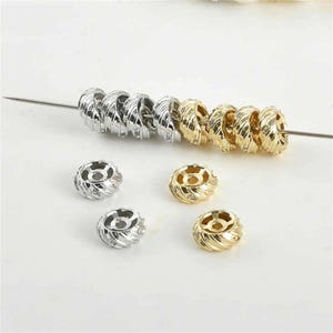 14K Gold Plated Wheel Beads, Round Beads, Pony Bead, Flat Round Beads, Rondelle Beads, Donut Bead, Bracelet Bead, Necklace Bead 7.7*3.1mm