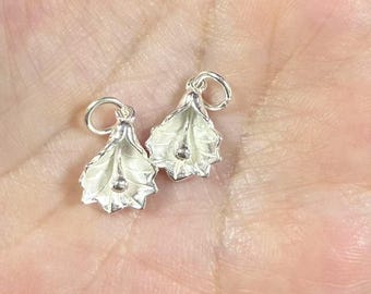 Sterling Silver Flower Charm Pendant, Botanical Jewelry