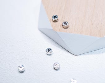S925 Sterling Silver Initial Bead, Alphabet Letter Charm, DIY Bracelet Supplies