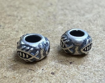 Sterling Silver Fish Bead, Bracelet Spacer, Marine Animal, 5mm 7mm
