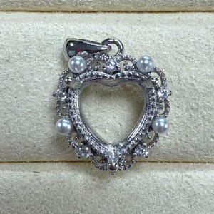 Sterling Silver Heart Ring Setting, Heart Ring Head, 925 Silver Ring Prong Setting With Claw, Halo Ring Setting,  Ring Band 8/10/12mm