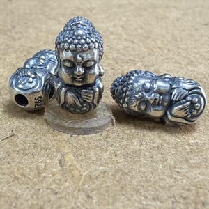 Sterling Silver Buddha Beads, Buddha Beads 925 Silver Mala Beads, Bracelet spacer Bead,Necklace Bead, Buddhism Beads