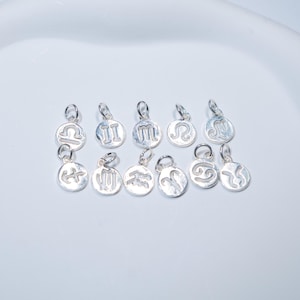 S925 Silver Zodiac Charms, Horoscope Pendants