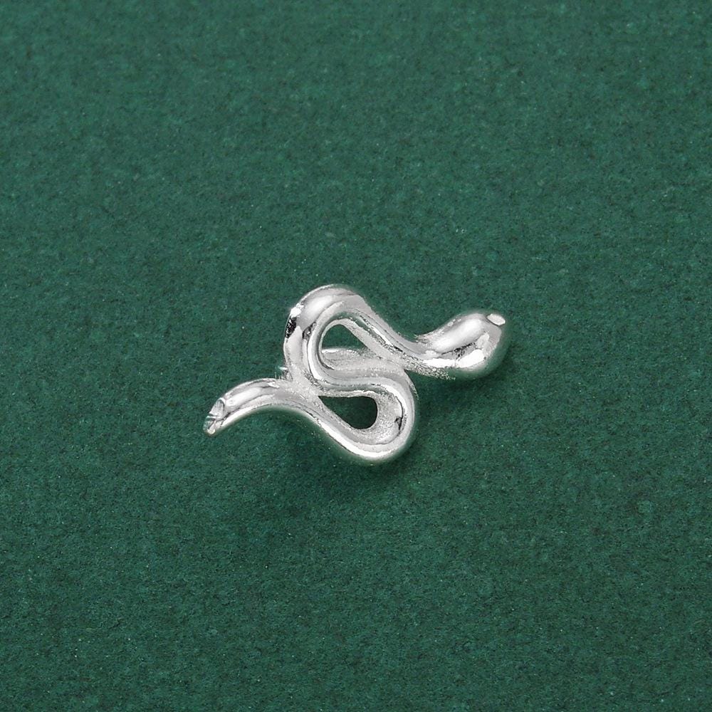 Sterling Silver Snake Button, Matte Jewelry Connector - Etsy
