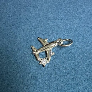 Sterling Silver CZ Airplane Charms, 925 Silver Airplane Charm for Necklace Bracelet Earring, Aircraft Charm, Airplane Charm, Travel Charm