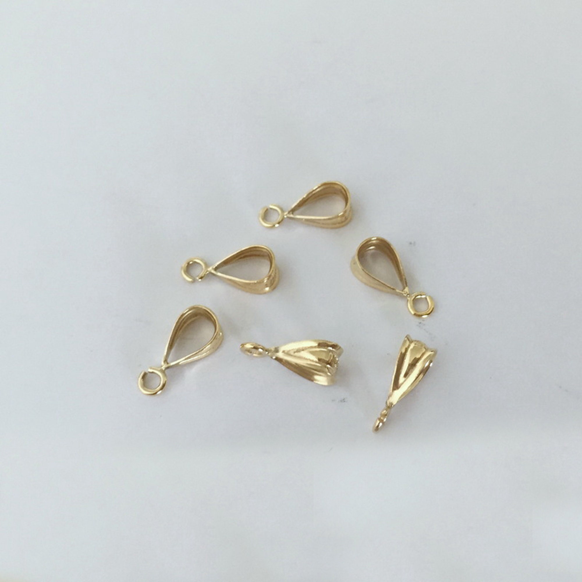 10pcs 14K Gold Plated Shiny Pinch Bails, Gold Tone Pinch Bail Set, Gold  Plated Pinch Bails W/ Hook, Pendant Bail Jewelry Making Supplies 