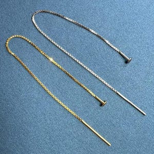 Sterling Silver Box Chain Earring Threader w/ Pin End, 925 Silver Ear Wire Threader, Tarnish Free Ear Threader 90mm