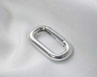 Sterling Silver Oval Clasp, Twist Hinged Spring Gate