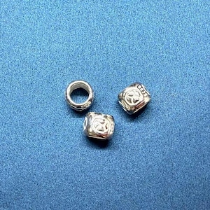 Sterling Silver Pony Beads, Round Bead, Large Hole Bead, Tribal Bead, Bracelet Spacer, Ethnic Bead, Indigenous Bead, Seed Bead 5mm