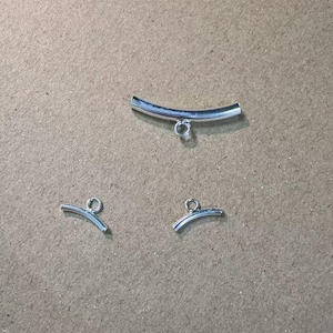 Sterling Silver Tube Beads w/ Bail, 925 Silver Tube Beads, Curve Tube Spacer Beads, Bracelet Beads, Tube Bead w/ Bail