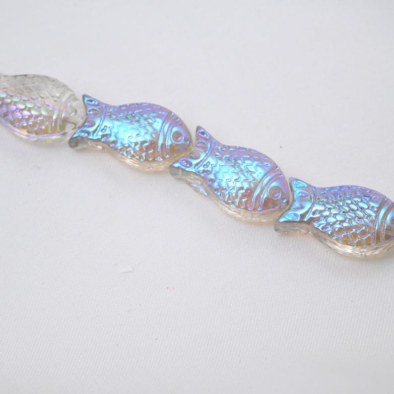 Iridescent Glass Fish Beads, Animal Charms, Jewelry Making Supplies image 1