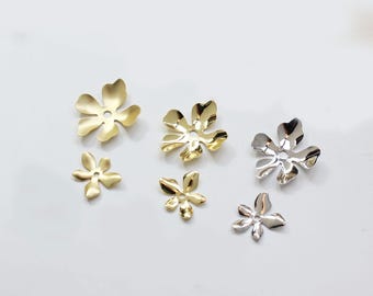 14K Gold Plated Flower Beads, Floral Spacer Beads (12*15mm 20*22mm)