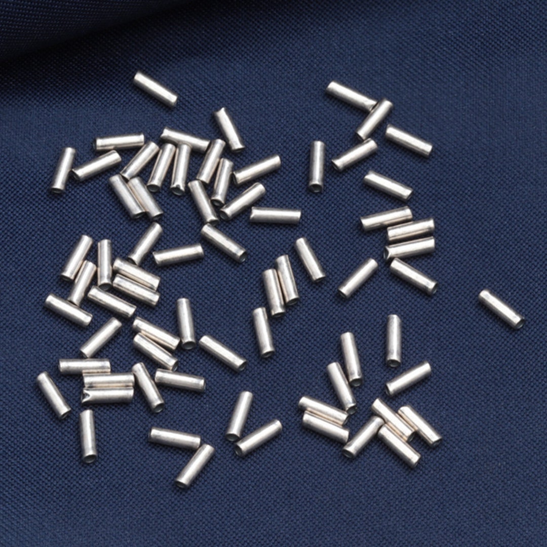 Sterling Silver Tube Beads, Bone Bead, Bamboo Tube Bead, Noodle Bead