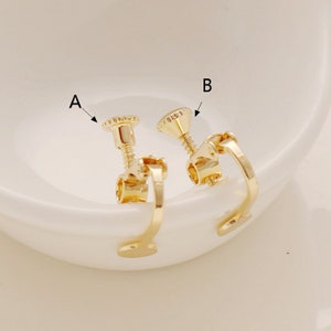 14K Gold Plated Brass Screw Back Non Pierced Earrings, Gold Tone Unpierced Earring, Non Pierced Earring w/Flat pad, Earring Setting
