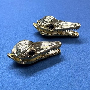 18K Gold Plated CZ Crocodile Charm, Gold Tone Crocodile Charm for Jewelry Making Supplies, Animals Charm, Necklace Charm, Bracelet Charm DIY