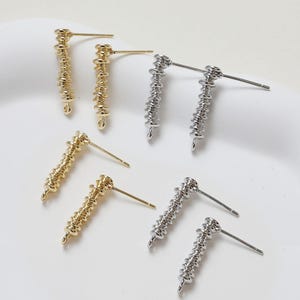 14K Gold Plated Irregular Bar Earring Posts with Loop, 14K Gold Tone Stick Earring Post Ear Stud, Ear Stud, Earring Post, Earring Settings
