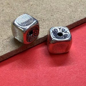 Sterling Silver Filigree Cube Beads, s925 Silver Square Beads, Silver Pendant Beads For Jewelry Making Supplies, Bracelet Earring Charm 8mm