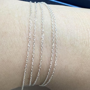 Sterling Silver Cable  Chain, 925 Silver O Chain For Jewelry Making Supplies,Unfinished Oval Cable Chain Necklace Bracelet 0.9mm 1.1mm 1.5mm