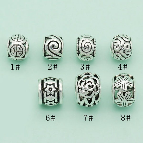 Sterling Silver Longevity Bead, Long Life Bead, Swirl Bead, Spiral Bead, Tribal Bead, Lucky Cloud Bead, Star Round Bead,  Bracelet Spacer