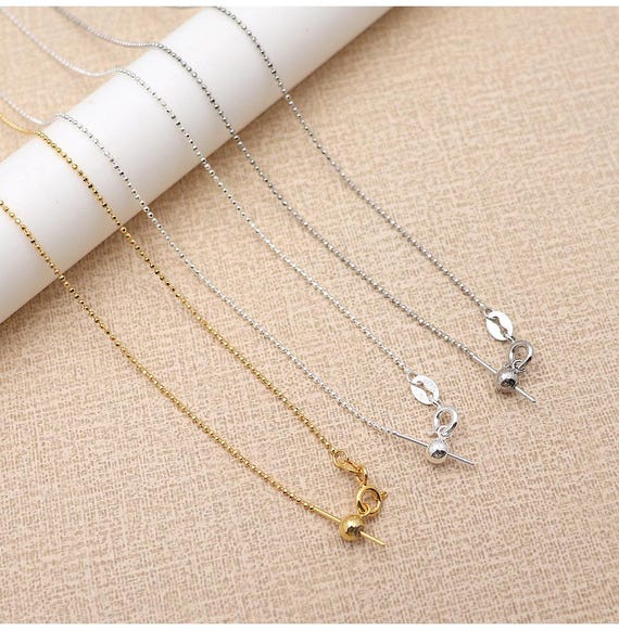 Chaîne Collier En Argent Sterling Plaqué Or Jaune - 13 Pouces, Style Câble, Avec Perles Facettées