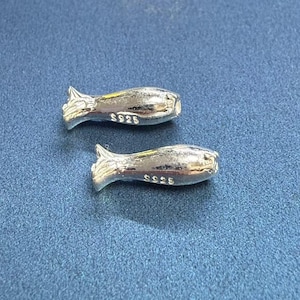 S925 Sterling Silver Fish Spacer Bead, Koi Fish Barrel Bead with Engraved Pattern, Gold Plated Fish Tube Bead,Fishing Bead, Bracelet Spacer