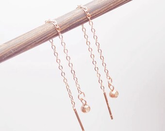 Sterling Silver Cable Chain Ear Threader with Ball, 80mm