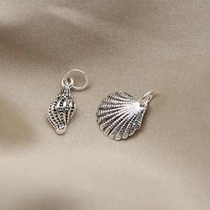 Sterling Silver Conch Charm Pendant, Shell Bracelet, Beach Necklace, Ocean Earring, Small Charm, Nautical Jewelry, Seashell Charm