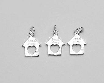 Sterling Silver Love Small House Charm, 925 Silver Home Charm for Jewelry Making Supplies, Family House Charm, Earring Charms DIY