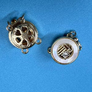14K Gold Plated Shell Pearl Clasp, Round Fortune Box Clasp (6x12mm)