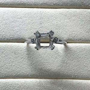 Montura cuadrada de plata de ley estilo Art Déco para anillo, base para anillo solitario, 6/8/10 mm