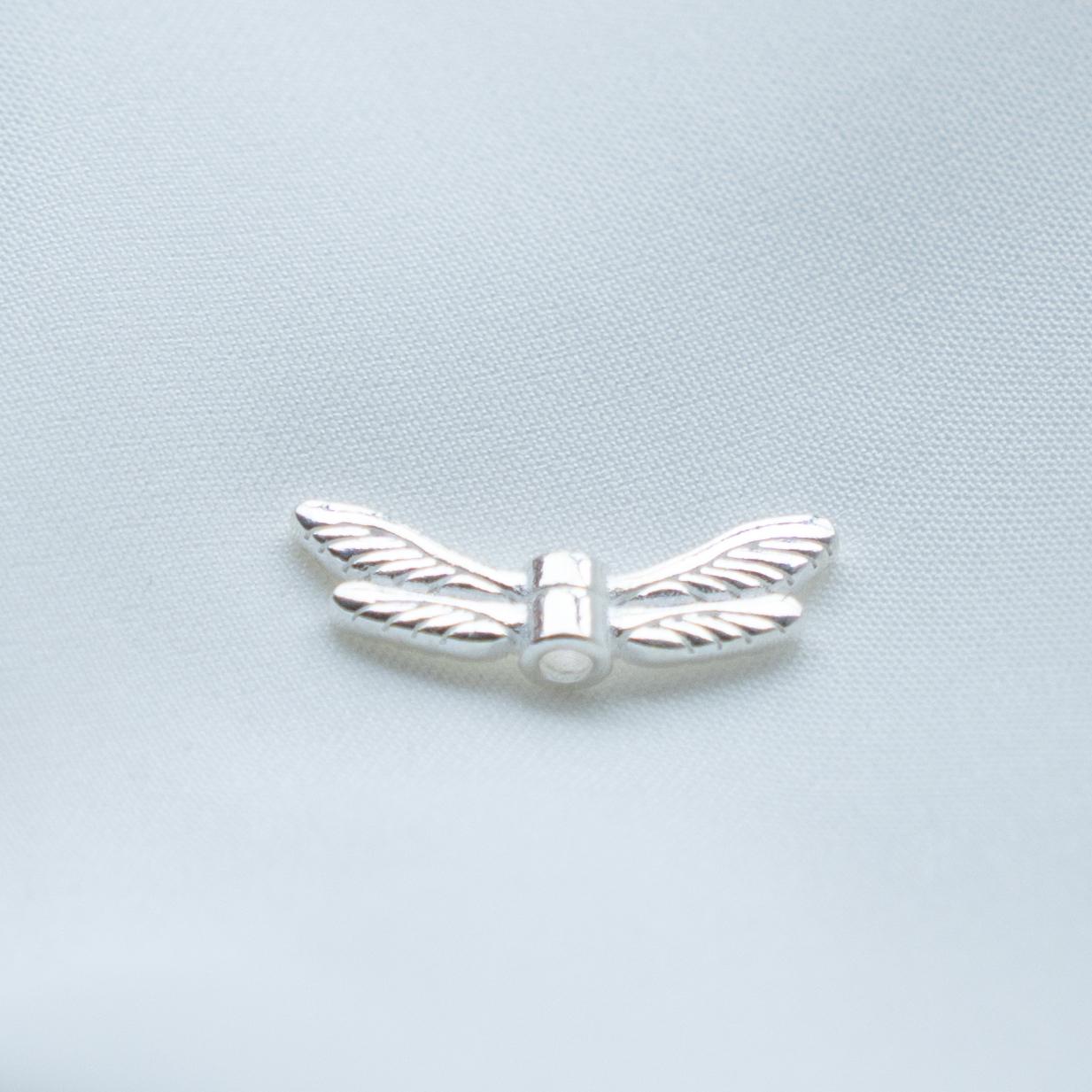 Sterling Silver Spiral Winged Bead, Dragonfly Bead, Insect Bead, Bug Bead, Winged Bead, Animals Jewelry, Flying Bead, Bracelet Spacer
