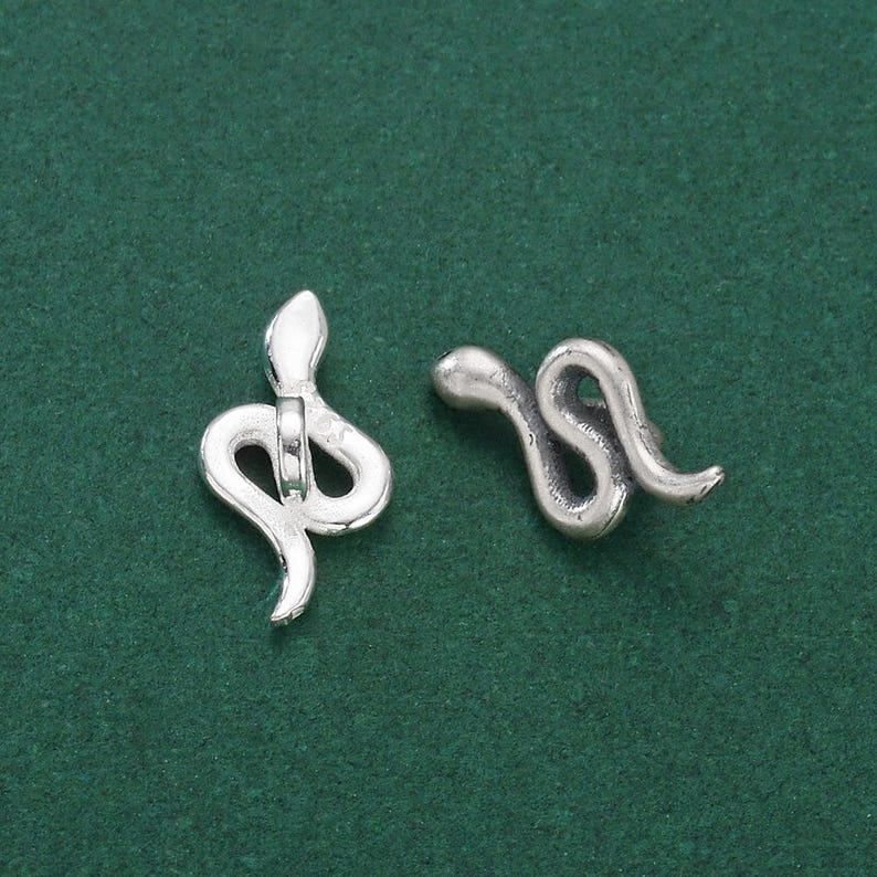 Sterling Silver Snake Button, Matte Jewelry Connector - Etsy