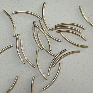 14K Gold Filled Curve Tube Bead, Noodle Tube, Bracelet Bead, Necklace Bead, Gold Filled Glossy Tube Beads, 15mm 20mm 25mm 30mm 35mm
