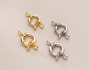 2pcs Sterling Silver Spring Rings, 925 Sterling Silver Spring Ring Clasp with Ring 10mm, 12mm, 14mm Spring ring clasp