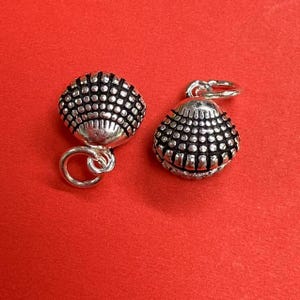 Sterling Silver Seashell Charm Pendant, Beach Bracelet, Ocean Necklace, Seaside Earring, Small Charm, Conch Jewelry, Sea Life Charm