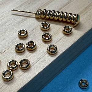 50pcs/pack 14K Gold Plated Pony Bead, Gold Tone Rondelle Bead, Bulk Donut Bead, Bracelet Bead, Necklace Bead, Wheel Spacer 4mm 5mm 6mm 8mm