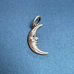 Sterling Silver  Moon Charm Pendant, Moonlight Bracelet, Night Sky Necklace, Celestial Earring, Crescent Moon Jewelry, Nighttime Charm