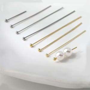 Stainless Steel Ball Head Pins, Gold Plated Bead Stringing Pins, DIY Jewelry Making Supplies
