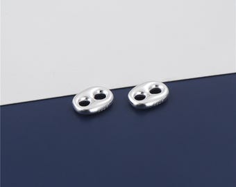 Ovale Knopfperlen aus Sterlingsilber, 925er Silber, Armband-Halsketten-Spacer