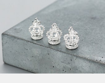 Sterling Silver Crown Charms, Royal Crown Charm, 925 Silver Small Crown Charm, Sterling earring charm bracelet charm Princess Charm