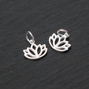 5/10pcs Sterling Silver Lotus charm, s925 thai Silver simple flower Charms, bracelet necklace small charms, Jewelry Making Supplies